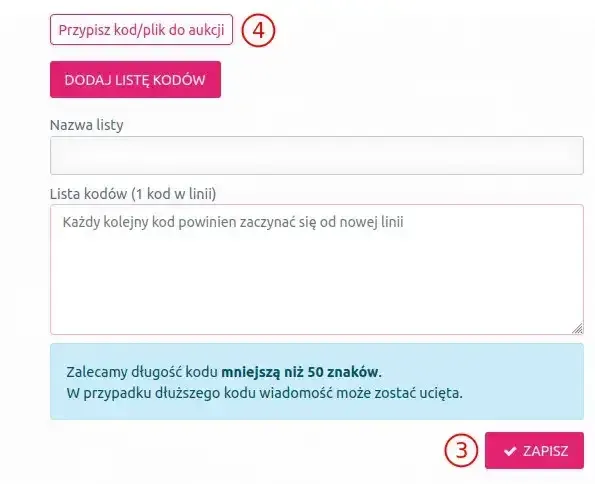 creating a list of codes