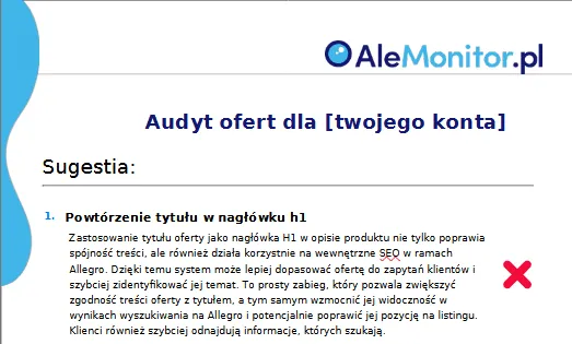 Allegro Account SEO Report - example