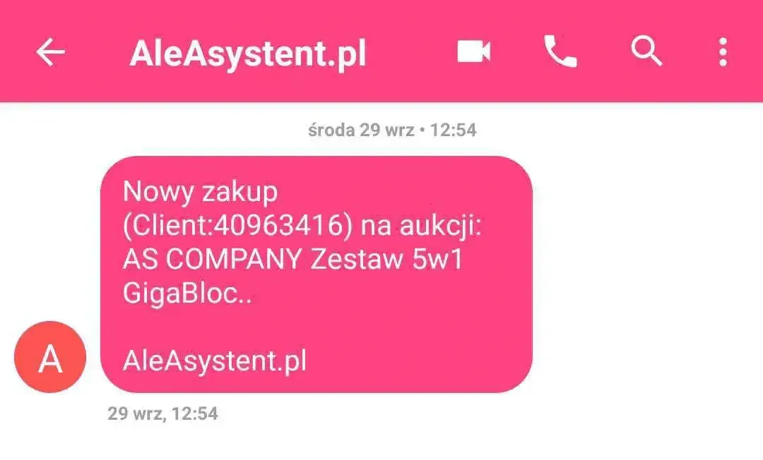 sms about new transaction