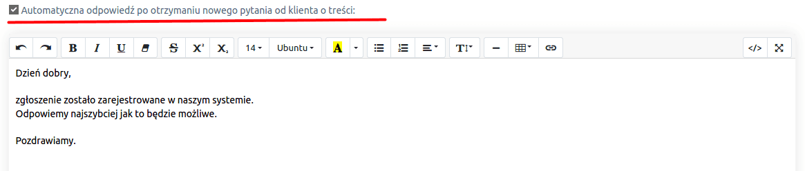 automatyczna odpowiedź