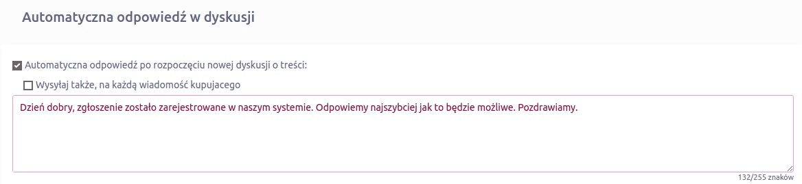 automatyczna odpowiedź w dyskusji