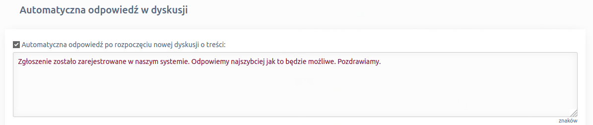 automatyczna odpowiedź w dyskusji